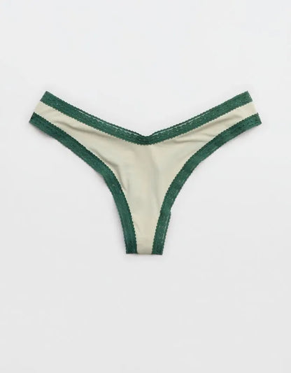 SMOOTHEZ Microfiber Lace High Cut Thong Underwear