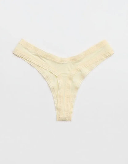 SMOOTHEZ Microfiber Lace High Cut Thong Underwear