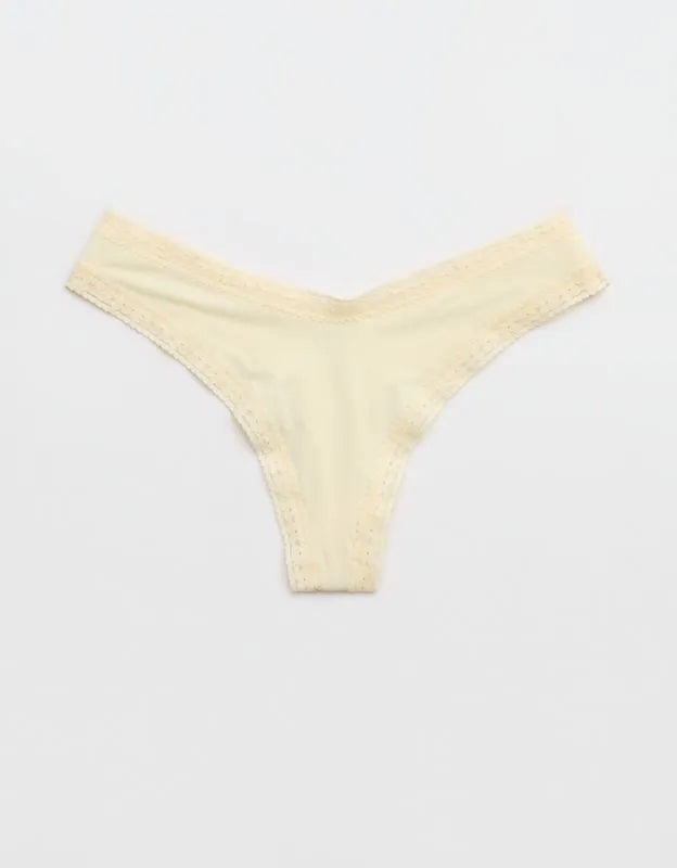 SMOOTHEZ Microfiber Lace High Cut Thong Underwear