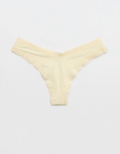 SMOOTHEZ Microfiber Lace High Cut Thong Underwear