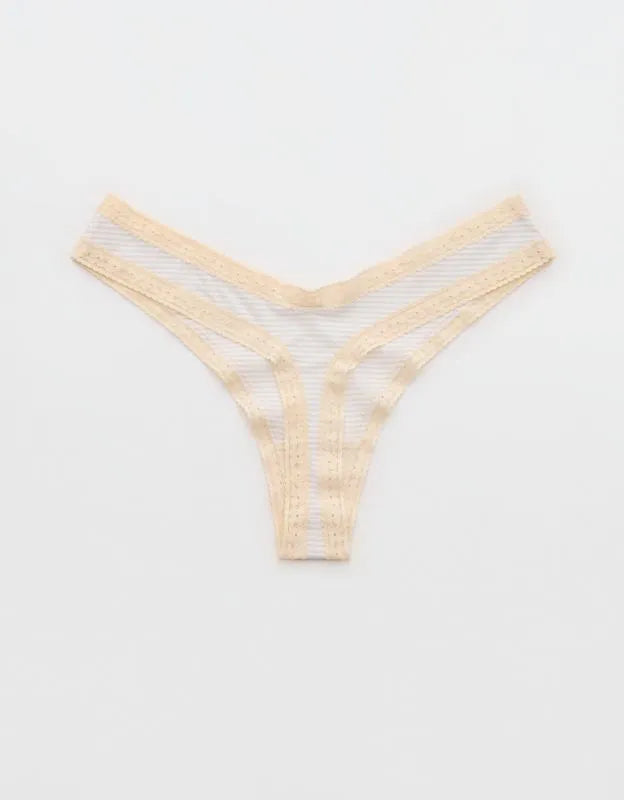 SMOOTHEZ Microfiber Lace High Cut Thong Underwear