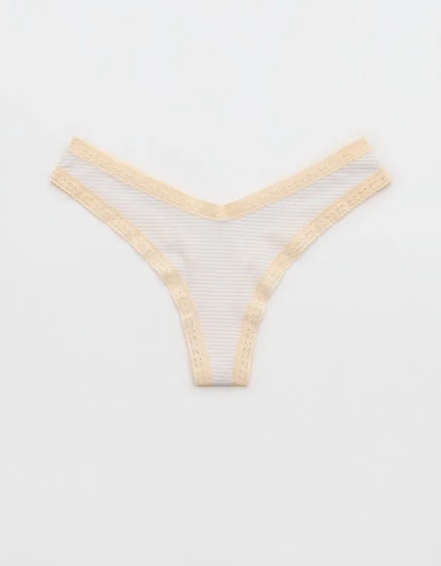 SMOOTHEZ Microfiber Lace High Cut Thong Underwear