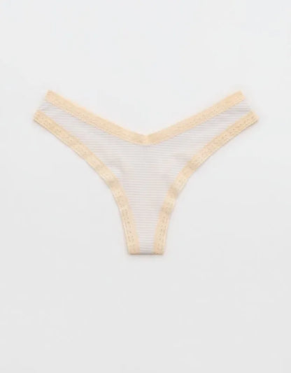 SMOOTHEZ Microfiber Lace High Cut Thong Underwear