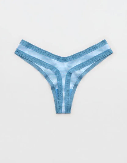 SMOOTHEZ Microfiber Lace High Cut Thong Underwear