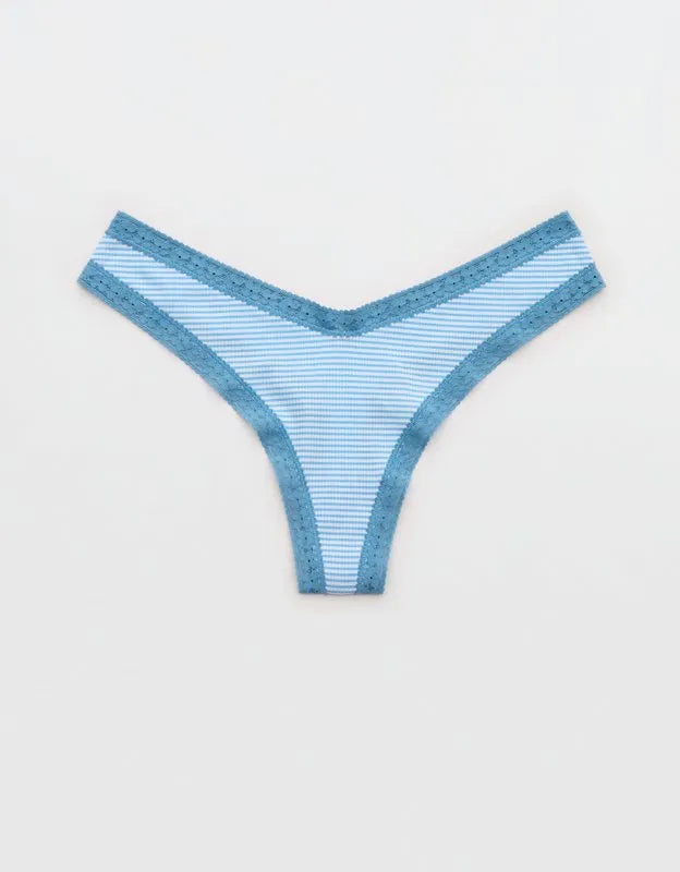 SMOOTHEZ Microfiber Lace High Cut Thong Underwear