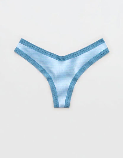 SMOOTHEZ Microfiber Lace High Cut Thong Underwear