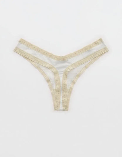 SMOOTHEZ Microfiber Lace High Cut Thong Underwear