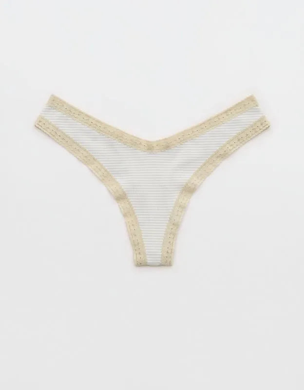 SMOOTHEZ Microfiber Lace High Cut Thong Underwear