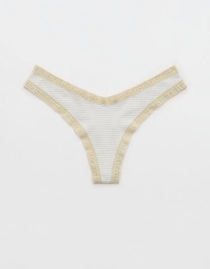 SMOOTHEZ Microfiber Lace High Cut Thong Underwear