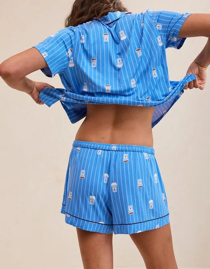 OVERSLEPT by Aerie Real Soft® Piping PJ Short