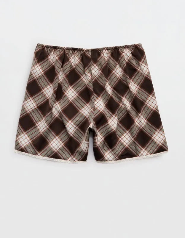 OVERSLEPT by Aerie Liquid Satin Lace Trim Short