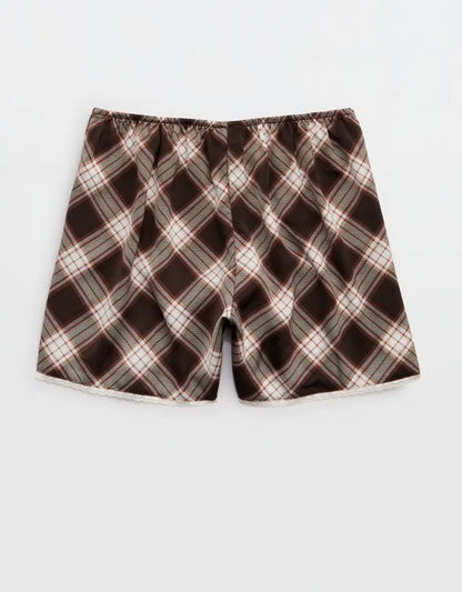 OVERSLEPT by Aerie Liquid Satin Lace Trim Short