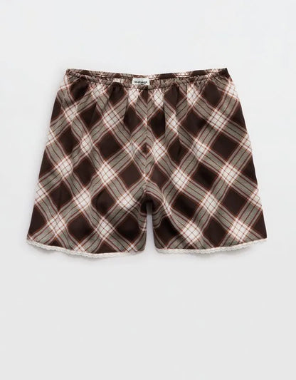 OVERSLEPT by Aerie Liquid Satin Lace Trim Short