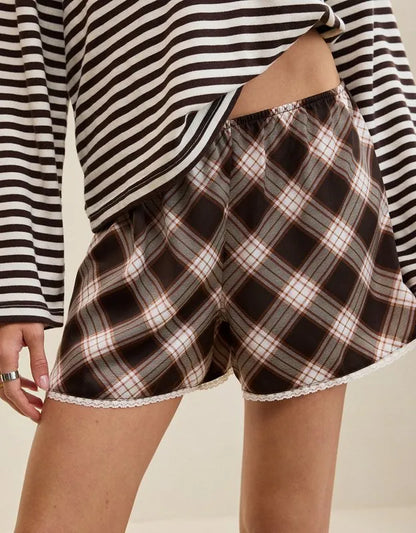OVERSLEPT by Aerie Liquid Satin Lace Trim Short