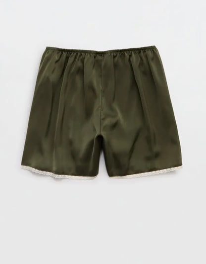 OVERSLEPT by Aerie Liquid Satin Lace Trim Short