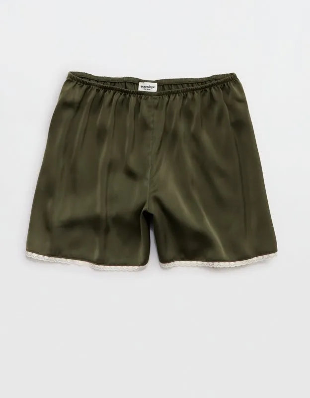 OVERSLEPT by Aerie Liquid Satin Lace Trim Short