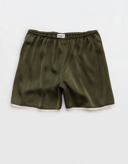 OVERSLEPT by Aerie Liquid Satin Lace Trim Short