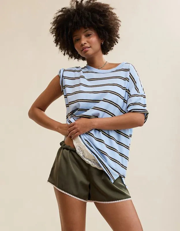 OVERSLEPT by Aerie Liquid Satin Lace Trim Short