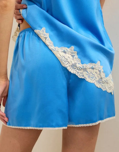 OVERSLEPT by Aerie Liquid Satin Lace Trim Short