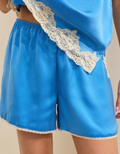 OVERSLEPT by Aerie Liquid Satin Lace Trim Short