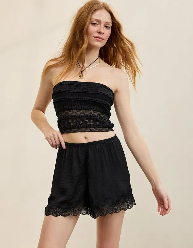 Aerie Night Out Satin Lace Boxer