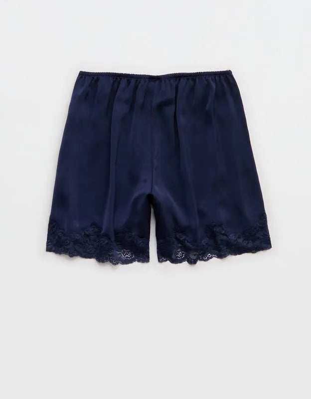 OVERSLEPT by Aerie Liquid Satin Lace Trim Short