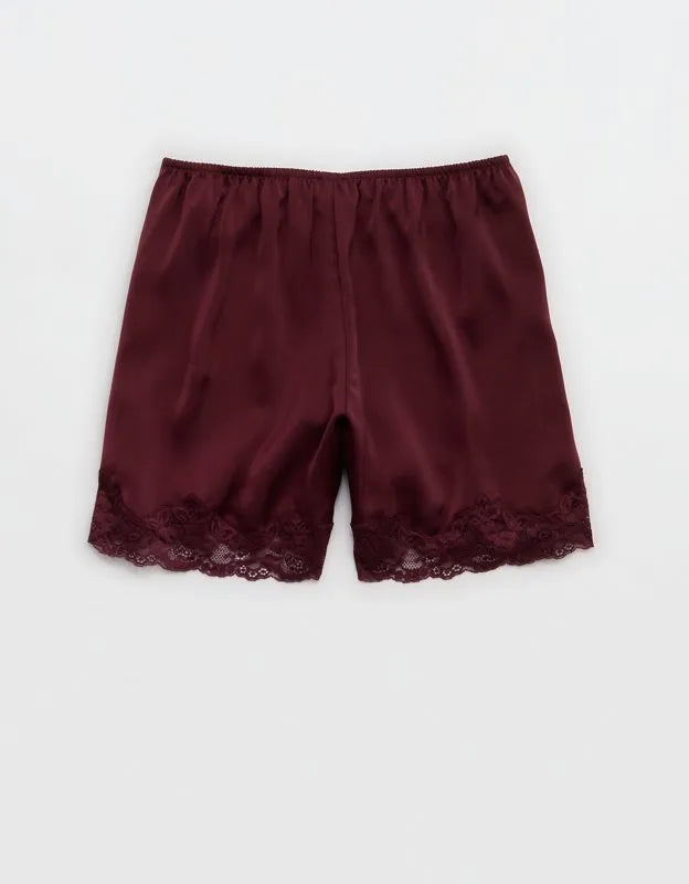 OVERSLEPT by Aerie Liquid Satin Lace Trim Short
