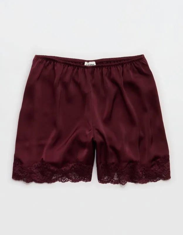 OVERSLEPT by Aerie Liquid Satin Lace Trim Short
