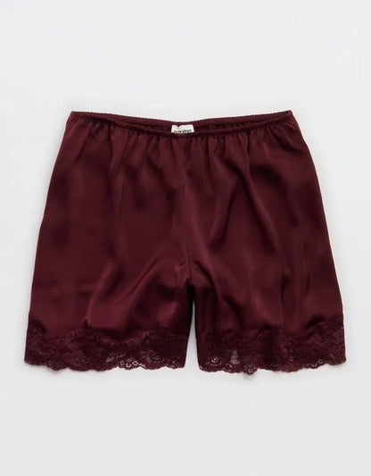 OVERSLEPT by Aerie Liquid Satin Lace Trim Short