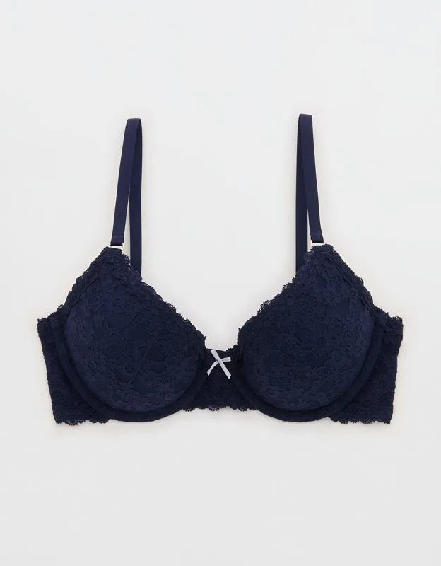 Show Off Vintage Lace Plunge Push Up Bra