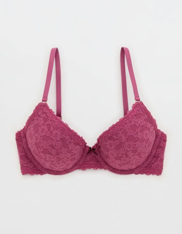 Show Off Vintage Lace Plunge Push Up Bra