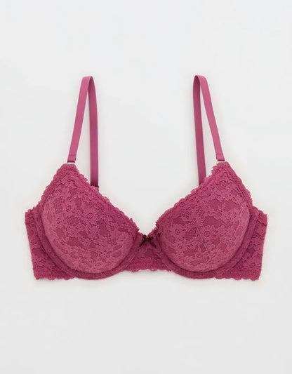Show Off Vintage Lace Plunge Push Up Bra
