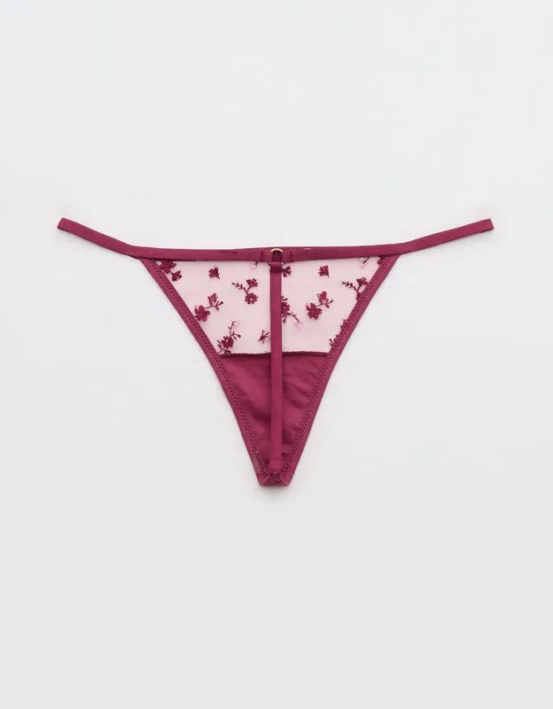 Show Off Embroidery String Thong Underwear