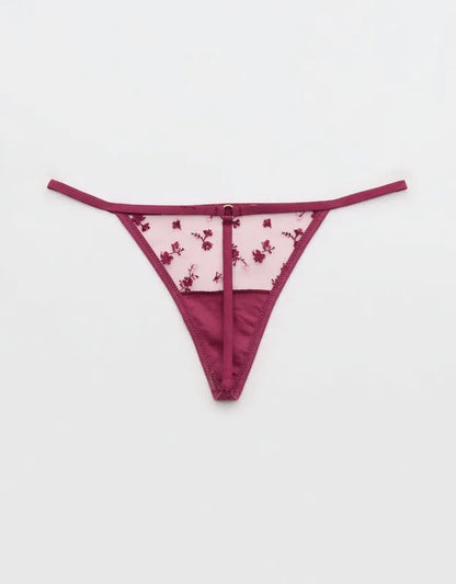 Show Off Embroidery String Thong Underwear