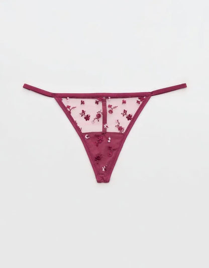 Show Off Embroidery String Thong Underwear