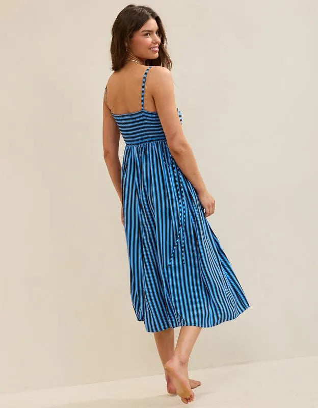 Aerie Happy & Drapey Lace Up Dress