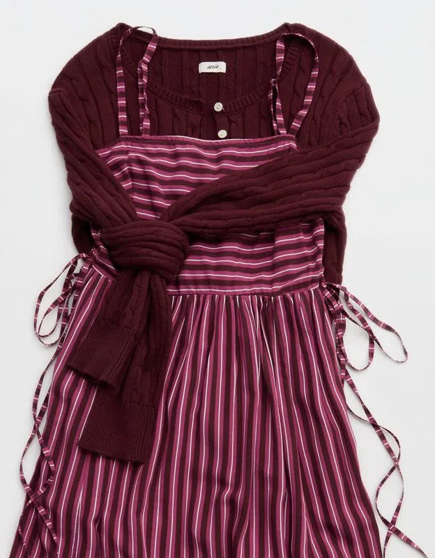 Aerie Happy & Drapey Lace Up Dress
