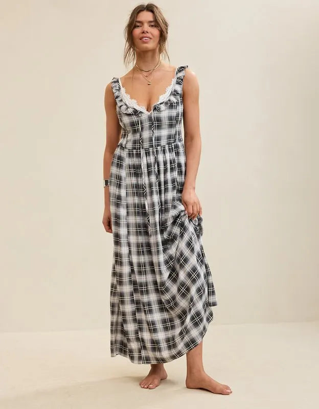 Aerie Happy & Drapey Side Smocked Dress