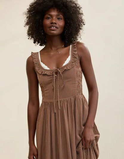 Aerie Happy & Drapey Side Smocked Dress