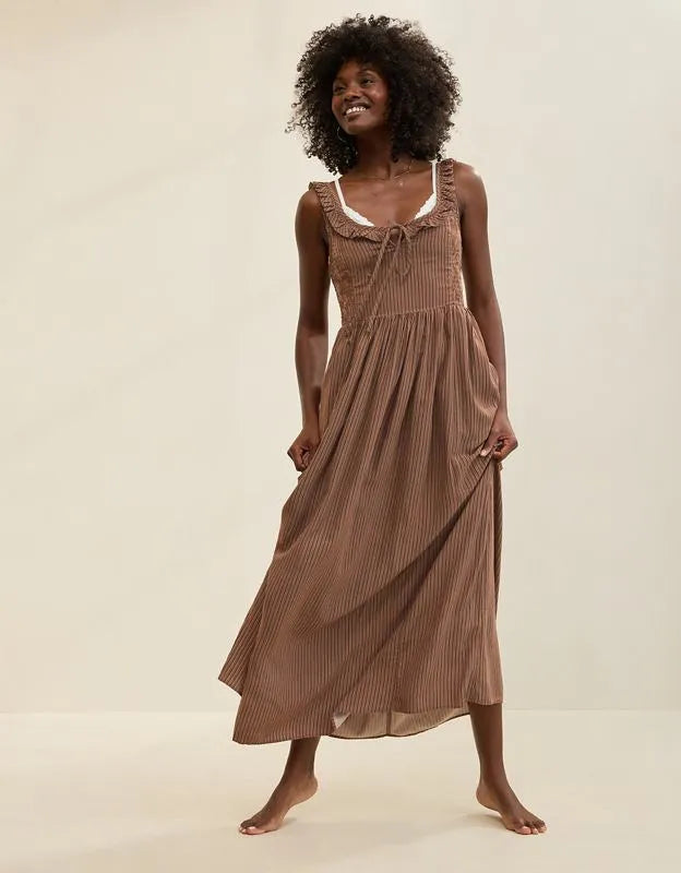 Aerie Happy & Drapey Side Smocked Dress