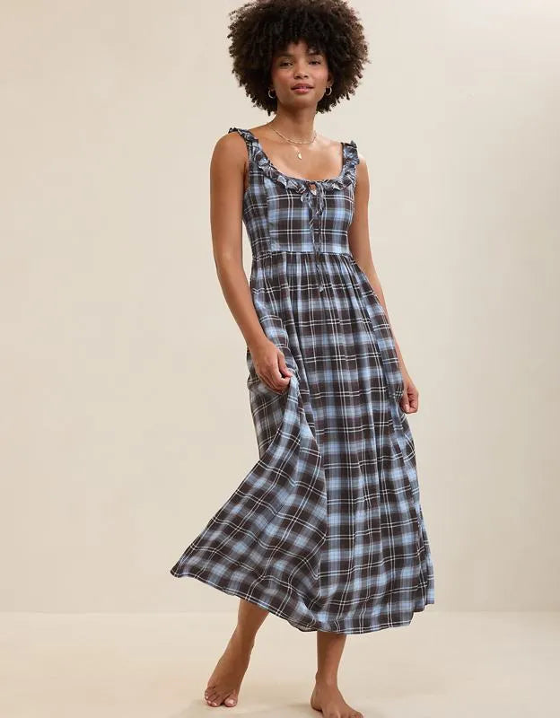 Aerie Happy & Drapey Side Smocked Dress