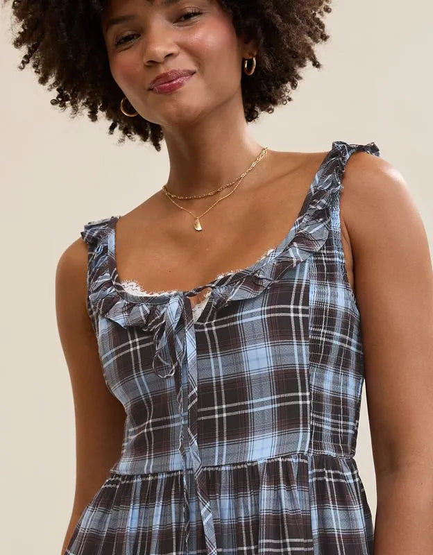 Aerie Happy & Drapey Side Smocked Dress