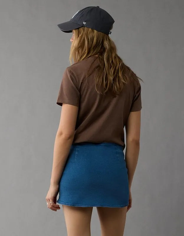 AE Next Level Low-Rise Denim Micro Skirt