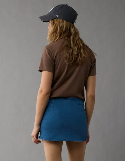 AE Next Level Low-Rise Denim Micro Skirt