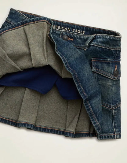 AE Super Low-Rise Pleated Micro Mini Skirt
