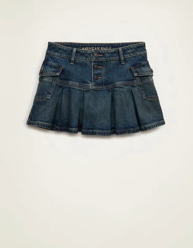 AE Super Low-Rise Pleated Micro Mini Skirt