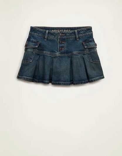 AE Super Low-Rise Pleated Micro Mini Skirt