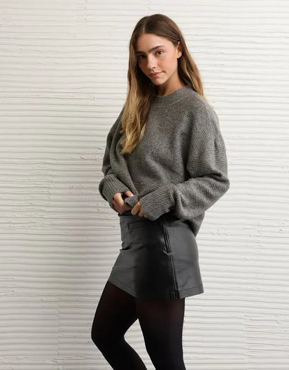 AE Mid-Rise Vegan Leather Skort