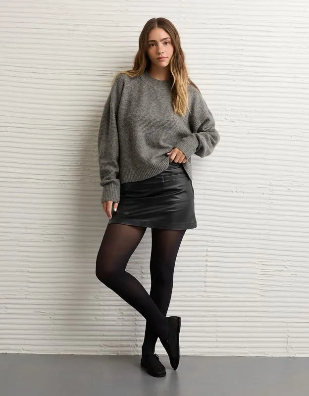 AE Mid-Rise Vegan Leather Skort