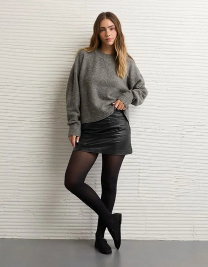 AE Mid-Rise Vegan Leather Skort